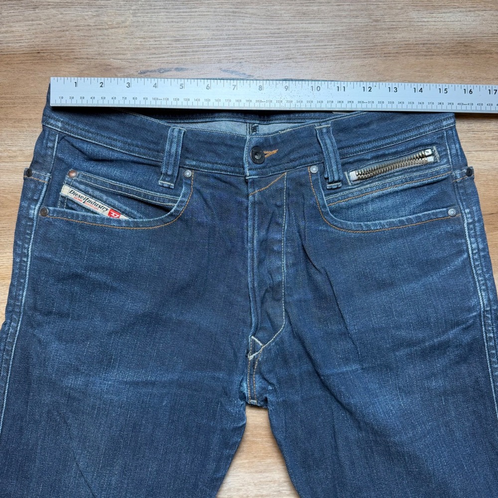 Diesel Paddom Jeans Mens 29x30 Blue Dark Wash Straight Leg Stretch Made in Italy - Picture 11 of 15